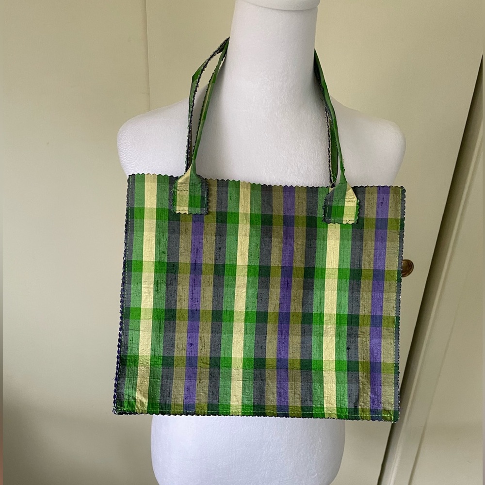 Silk Snap Plaid Handbag Sarah Shaw, Los Angeles
